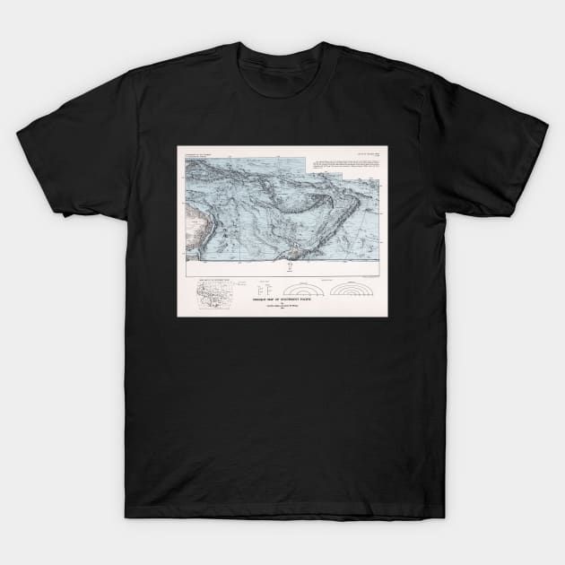 South Pacific Ocean Floor Map (1982) Vintage Oceanic Topography Chart T-Shirt by Bravuramedia